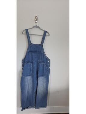 SHEIN Blue Denim Wide-Leg Overalls Jumpsuit Size XL
